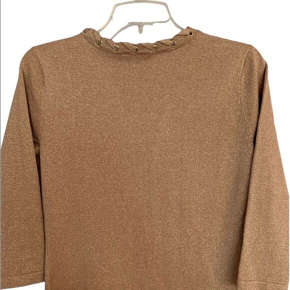 Allison Brittney Metallic Mauve Lace Up Sweater Dress - Picture 5 of 8